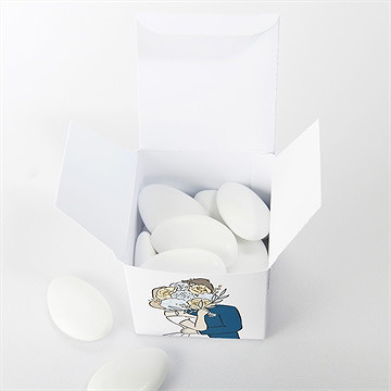 Boîte de dragées mariage guinguette - Intérieur de la boîte