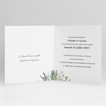 Faire-part mariage délicatesse d’aquarelle - Intérieur du faire-part