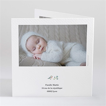Faire-part naissance première initiale - Dos du faire-part
