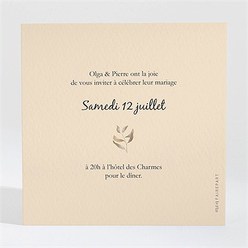 Carton d'invitation mariage notre bouquet d'automne - Dos du carton