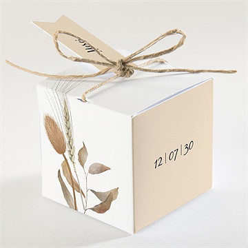 Boîte de dragées mariage notre bouquet d'automne - Dos de la boîte