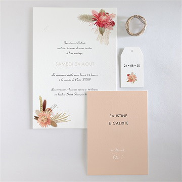 Faire-part mariage en délicatesse - Vue d'ensemble recto