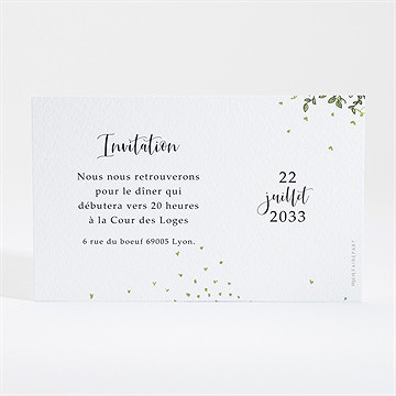 Carton d'invitation mariage fusion champêtre - Dos du carton