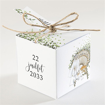 Boîte de dragées mariage fusion champêtre - Dos de la boîte