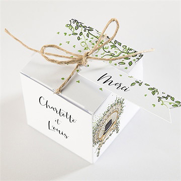 Boîte de dragées mariage fusion champêtre - Dessus de la boîte