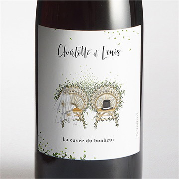 Etiquette de bouteille mariage fusion champêtre