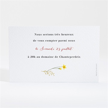 Carton d'invitation mariage fleurs des champs - Dos du carton