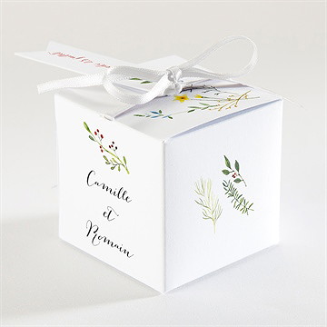 Boîte de dragées mariage fleurs des champs - Dos de la boîte