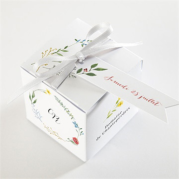 Boîte de dragées mariage fleurs des champs - Dessus de la boîte