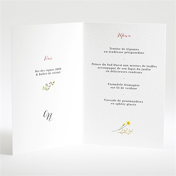 Menu mariage fleurs des champs - Intérieur du menu