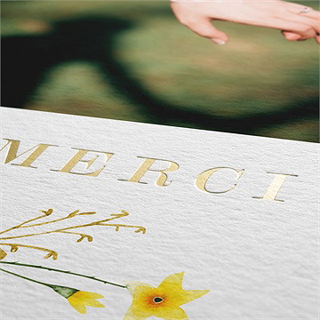 Remerciement mariage fleurs des champs - Marquage à chaud OR