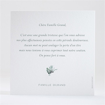 Carte de condoléances décès bel apaisement - Dos de la carte