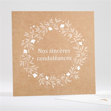 Carte de condoléances décès gaufrage et kraft dorure