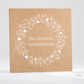 Carte de condoléances décès gaufrage et kraft