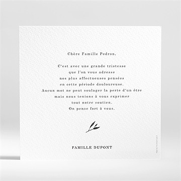 Carte de condoléances décès sobre - Dos de la carte