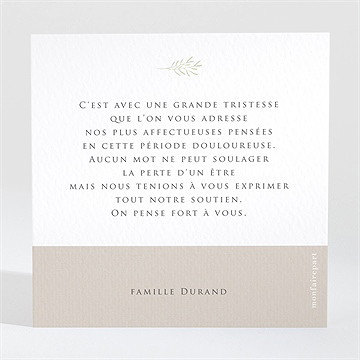 Carte de condoléances décès hommage original - Dos de la carte
