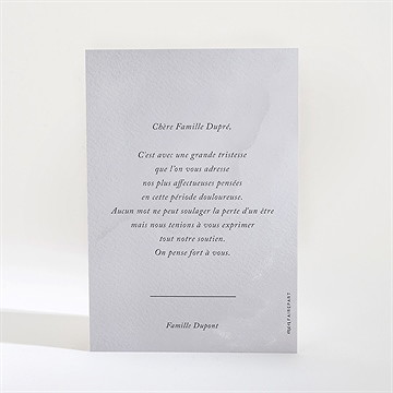 Carte de condoléances décès hommage - Dos de la carte