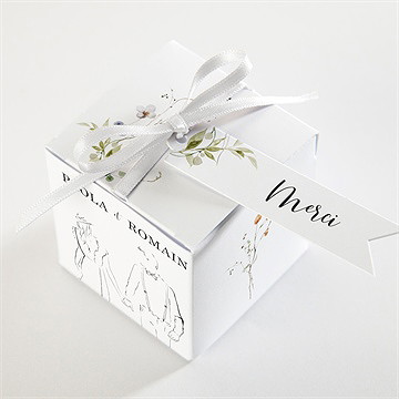 Boîte de dragées mariage complicité - Dessus de la boîte