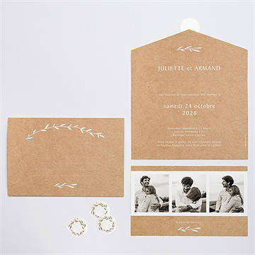 Faire-part mariage bohème écolo - Intérieur et dos du faire-part