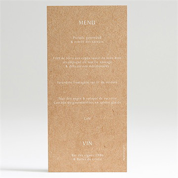 Menu mariage bohème écolo - Dos du menu