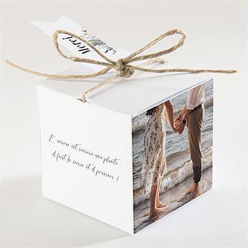 Boîte de dragées mariage délicatesse d’aquarelle - Dos de la boîte