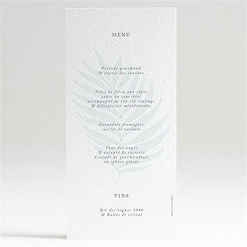 Menu mariage evasion - Dos du menu