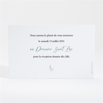 Carton d'invitation mariage délicat - Dos du carton