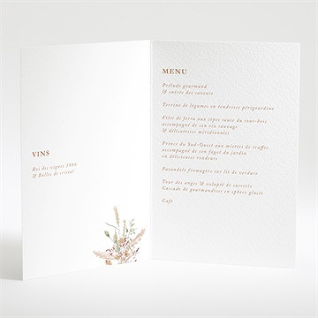 Menu mariage beauté délicate - Intérieur du menu