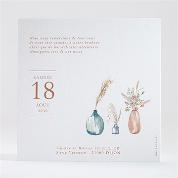 Remerciement mariage beauté délicate - Dos du remerciement