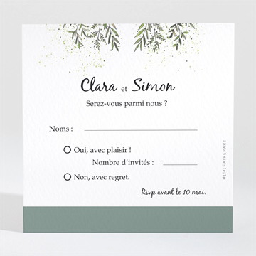 Carton réponse mariage champêtre virevoltant