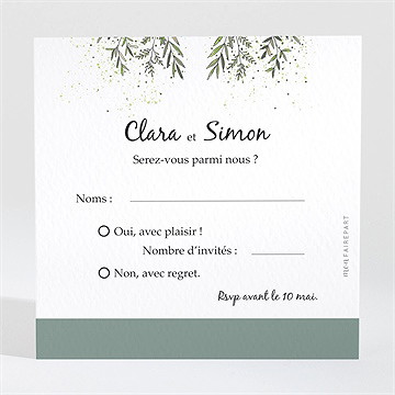 Carton réponse mariage champêtre virevoltant