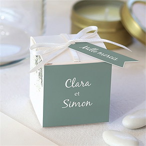 Boîte de dragées mariage champêtre virevoltant