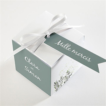 Boîte de dragées mariage champêtre virevoltant - Dessus de la boîte