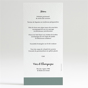 Menu mariage champêtre virevoltant - Dos du menu