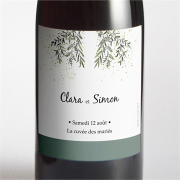 Etiquette de bouteille mariage champêtre virevoltant