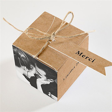 Boîte de dragées mariage photomaton - Dessus de la boîte