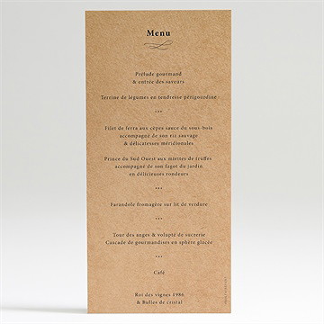 Menu mariage photomaton - Dos du menu