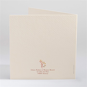 Faire-part mariage élégance champêtre - Dos du faire-part