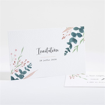 Carton d'invitation mariage bouquet ardent ruban