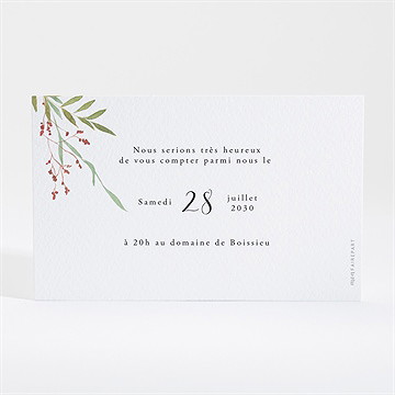 Carton d'invitation mariage bouquet ardent - Dos du carton