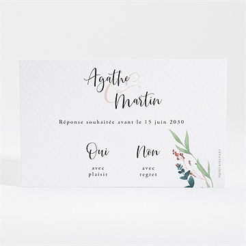 Carton réponse mariage bouquet ardent - Dos du carton