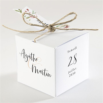 Boîte de dragées mariage bouquet ardent - Dos de la boîte