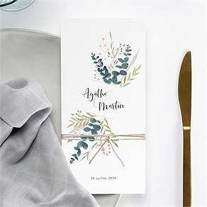 Menu mariage bouquet ardent