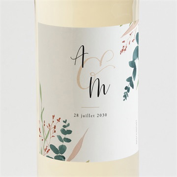 Etiquette de bouteille mariage bouquet ardent ruban