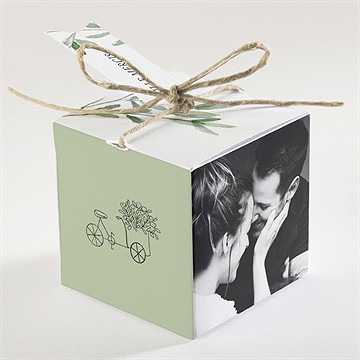 Boîte de dragées mariage sous les oliviers - Dos de la boîte