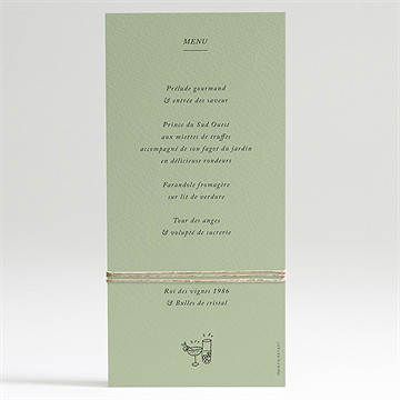 Menu mariage sous les oliviers - Dos du menu