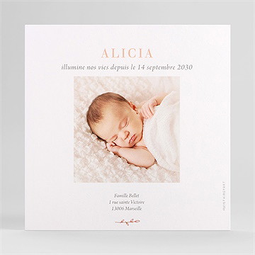 Faire-part naissance brin d'or - Dos du faire-part