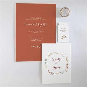 Faire-part mariage terre de feu - Vue d'ensemble recto