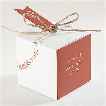 Boîte de dragées mariage terre de feu - Dos de la boîte