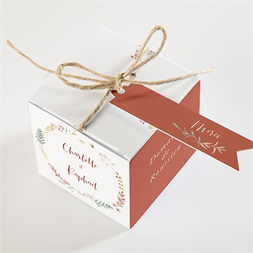 Boîte de dragées mariage terre de feu - Dessus de la boîte